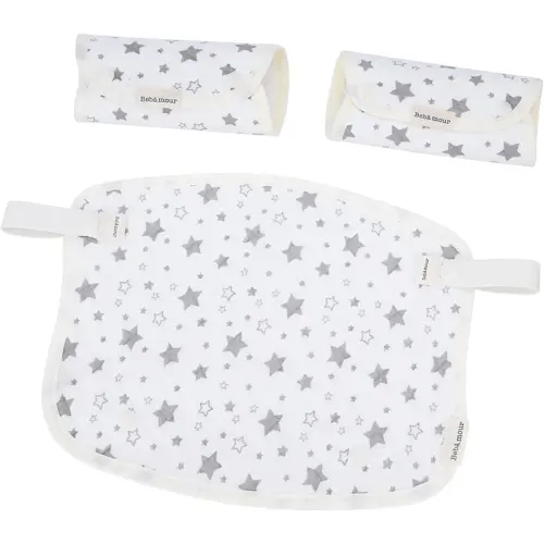 Bebamour Drool and Teething Reversible Cotton Pad For All Carry Positions Baby Carrier White Drool Bib For Boys & Girls(Light Grey)