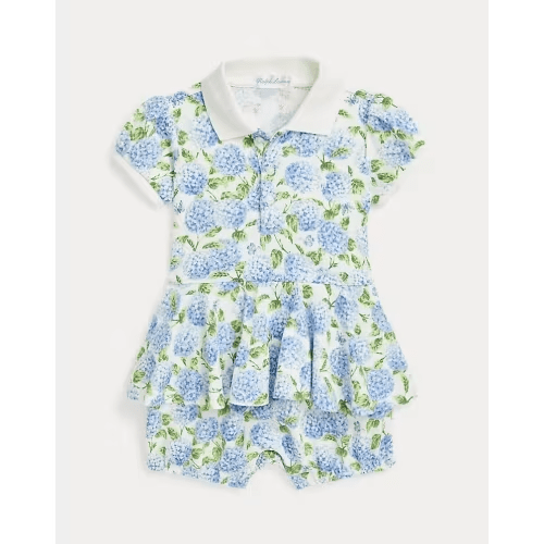 Floral Cotton Mesh Polo Bubble Shortall