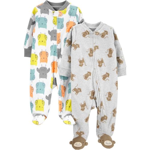 Simple Joys by Carter's Unisex Baby 2-pack Neutral Fleece Footed Sleep and Play