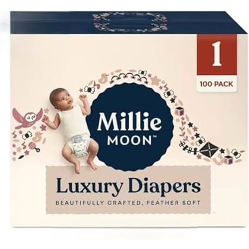 Millie Moon Luxury Diapers (Size-1 and Count-100) Diaper Weight Range: 6 to 11 lbs(Pack of 1)