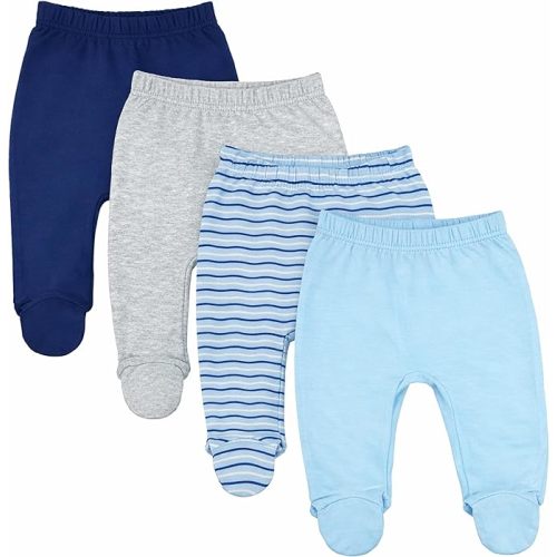 0-3 mo 123 Bear Baby Soft Cotton Spandex Pants with Feet