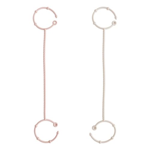 mushie Adjustable Silicone Toy Straps 2-Pack | Baby Accessories Holder for Travel, Stroller, High Chair (Blush/Shifting Sand)