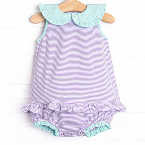Pippa Ruffle Skirted Bubble, Lavender Stripe – Stitchy Fish