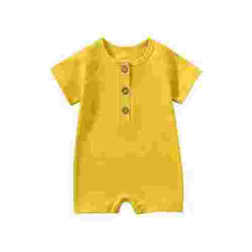 AherBiu Baby Girls Boys Rompers Short Sleeve Newborn Infant Ribbed Button Crewneck Summer Short Jumpsuits Overalls