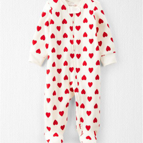 Baby Organic Cotton Sleep & Play Pajamas in Hearts