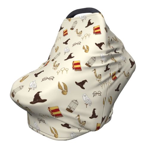 Wizard Movie Harry Potter Pattern Carseat Cover Boy and Girls - Multi-use Nursing Car Seat Canopy Cover for Breastfeeding, Infant Stroller Cover, High Chair Cover