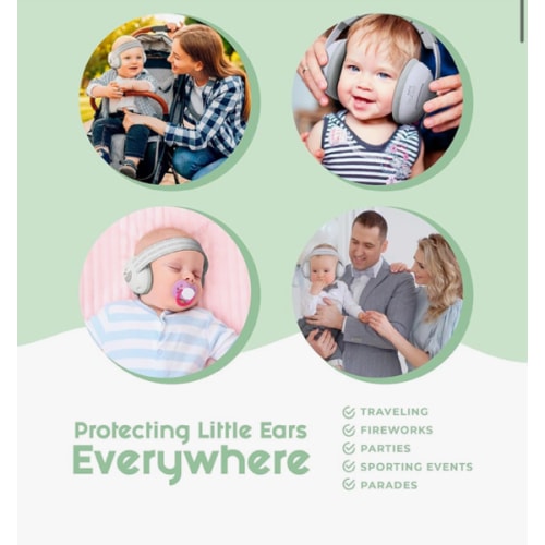 2-in-1 Baby Ear Muffs Noise Protection - Baby Headphones for Noise & Plane Travel - 2 Headbands - Toddler Ear Protection for Infant & Toddler Travel Essential, Age 1-48 Months