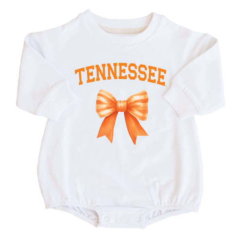 University of Tennessee | Footballs & Bows Graphic Sweatshirt Bubble Romper