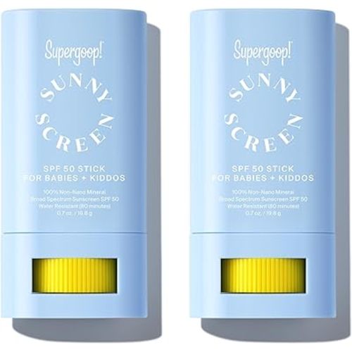 Supergoop! Sunnyscreen 100% Mineral Stick SPF 50 - 0.7 oz - Pack of 2 - Face & Body Sunscreen for Babies & Kids - 100% Non-Nano Mineral Formula - Pediatrician Tested & Hypoallergenic