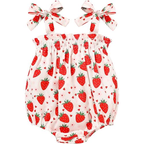 Baby Girl Summer Clothes Newborn Girl Outfits Cute Strap Baby Girl Romper Jumpsuit Infant Floral One Piece Bodysuit