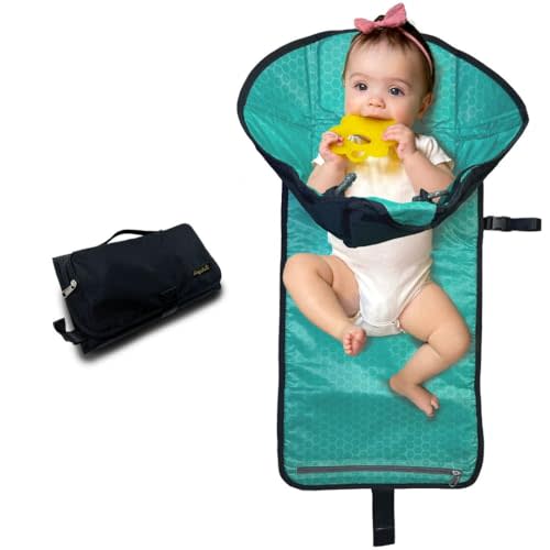 SnoofyBee - Portable Playtime Changing Pad: 3-in-1 Diaper Clutch, Changing Station, and Clean Hands Toy Barrier. Water-Resistant and Stylish, with Dual Storage Pockets. Black-2024-Improved-Version