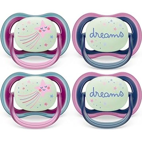 Philips Avent Ultra Air Pacifier 6-18m, Falling Star/Dreams, Nighttime, 4 Pack SCF376/09