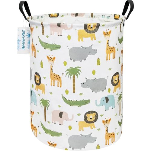 Laundry Basket Canvas Fabric Collapsible Organizer Basket for Storage Bin Toy Bins Gift Baskets Bedroom Clothes Children Nursery Hamper (Animal)