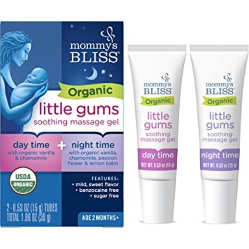 Mommy's Bliss Organic Little Gums Soothing Massage Gel Day and Night Combo Helps with Tender Age Months + Sugar Free 2 - 0.53 Oz Tubes, mild, sweet flavor, 2 Count(Pack of 1)