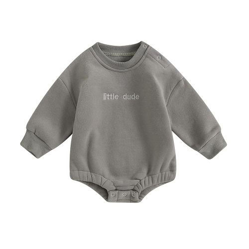 VISGOGO Newborn Infant Baby Boy Girls Oversized Romper Little Dude Sweater Onesie Coming Home Outfit Neutral Clothes