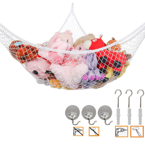 "Wekvgz Jumbo Toy Hammock, 70"" Wall Sling Corner Mesh Net Organizer for Kids"