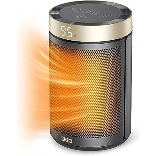 Dreo Space Heater, Portable Electric Heaters for Indoor Use with Thermostat, Digital Display, 1-12H Timer, Eco Mode and Fan Mode, 1500W PTC Ceramic Fast Safety Heat for Office Bedroom Home