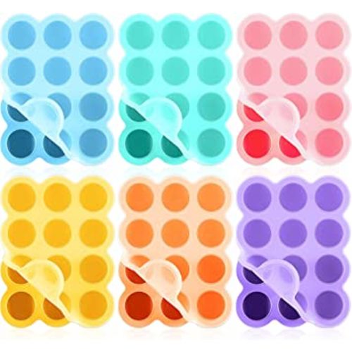 Zopeal 6 Pcs Silicone Baby Food Freezer Tray with Lid 12 Cup Baby Food Storage Container Reusable Stackable Baby Food Freezer Storage Tray Mold for Homemade Baby Food Vegetable Fruit Puree Breast Milk
