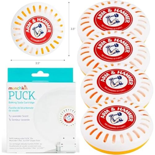 Odor Eliminator Cartridges, 4 Pack, Lavender Scent, Baking Soda Puck, Diaper Pail Deodorizer