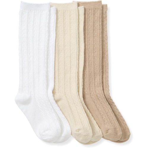 Burt's Bees Baby Baby Girls Socks Knee High Organic Cotton Cable Knit, Multicolor for Infant and Toddlers - 3 Pack Set