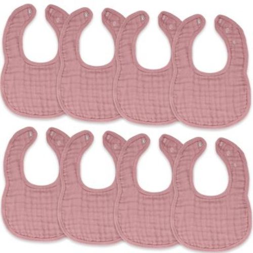Comfy Cubs Muslin Cotton Baby Bibs, 8 Pack, Adjustable Size with Easy Snaps, Soft and Super Absorbent - Mauve