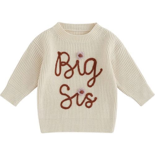 Amazon.com: CREAIRY Big Sister Little Sister Matching Outfits Toddler Baby Girl Chunky Knit Sweater Warm Sweatshirt Knitted Fall Clothes (Lil Sis-Beige, 0-6 Months): Clothing, Shoes & Jewelry