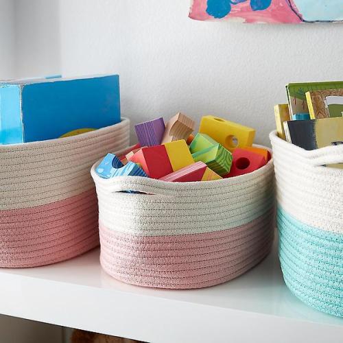 Cotton Rope Oval Bins with Handles