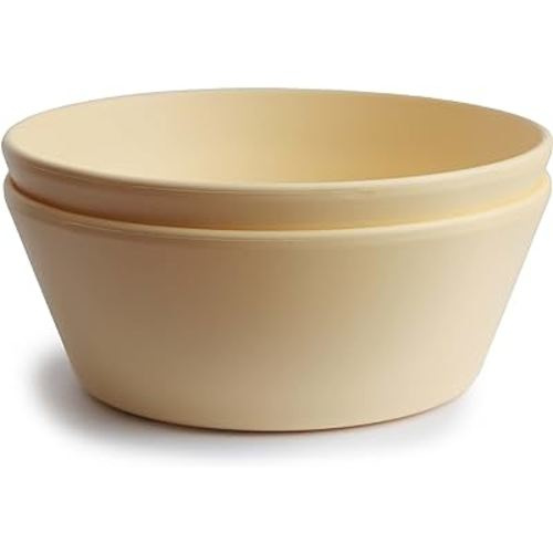mushie Round Dinnerware Bowls for Kids | Made in Denmark, Set of 2 (Daffodil)