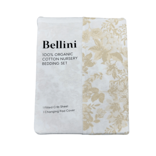 Bellini Crib Sheet and Changing Pad Cover Set, Tan Floral