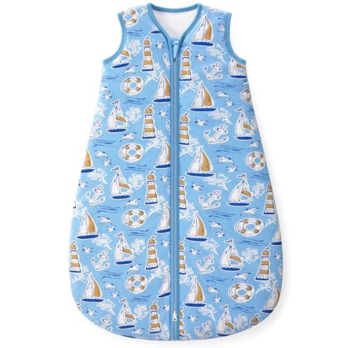 Yoofoss Baby Sleep Sack 6-12 Months, 1.5 Tog Baby Wearable Blanket with 2-Way Zipper, 100% Organic Cotton Fabric Winter Infant Sleeping Sack, Warm Soft Comfy