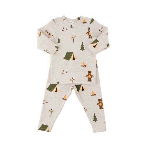 Camping Print Long Sleeve Two Piece Set