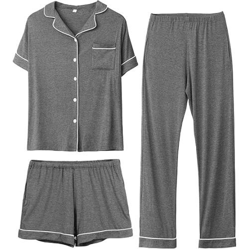 Rnxrbb 3 PCS Women Maternity Pajamas Set Nursing Postpartum Breastfeeding Pjs Sleepwear Lounger Clothes Button Down
