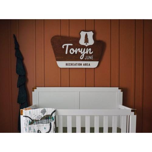 Personalized National Park Wood Sign | Neutral Nursery Decor | National Park Sign | Custom Laser Cut Wood Sign