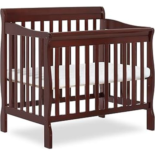 Dream On Me Aden 4-in-1 Convertible Mini Baby Crib in Espresso, GreenGuard Gold & JPMA, Sustainable Pinewood, Non-Toxic Finish, 3 Mattress Heights, Converts to Mini Day & Twin-Size Bed