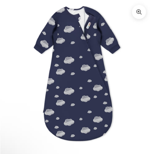 Organic Cotton & Camel Wool Long Sleeve Sleep Sack 1.0 TOG - Navy Sky
