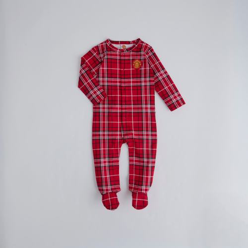 Manchester United Baby Check Sleepsuit Red