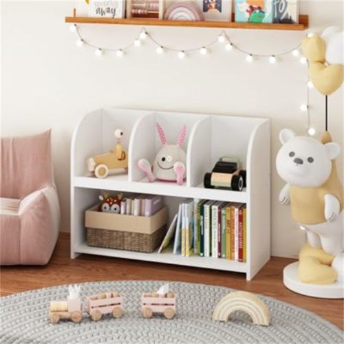 YONWAY Kids Bookcase with 4 Compartments, Storage Book Shelf, Storage Display, Rack,Toy Organizer for Children's Room, Playroom, Nursery