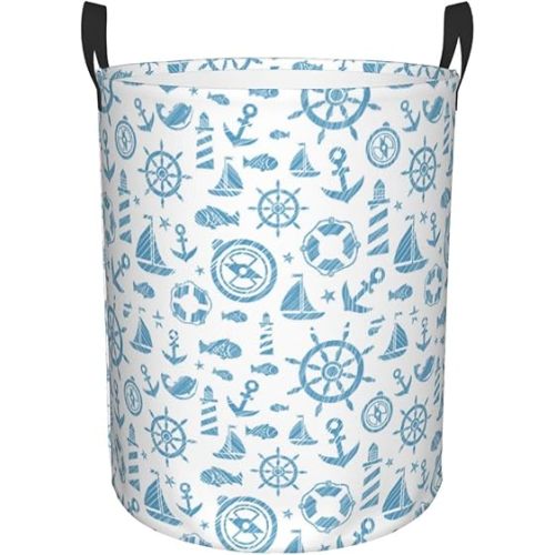 Large Laundry Basket with Handles - Kid Baby Dirty Clothes Laundry Hamper for rudder sailing ship Bedroom Aesthetic