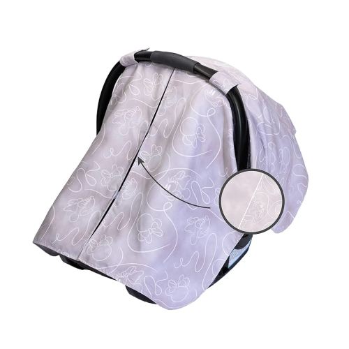 Disney Baby by J.L. Childress Reversible Infant Car Seat Canopy - Shade and Privacy Cover for Baby - Lavender Minnie Mouse