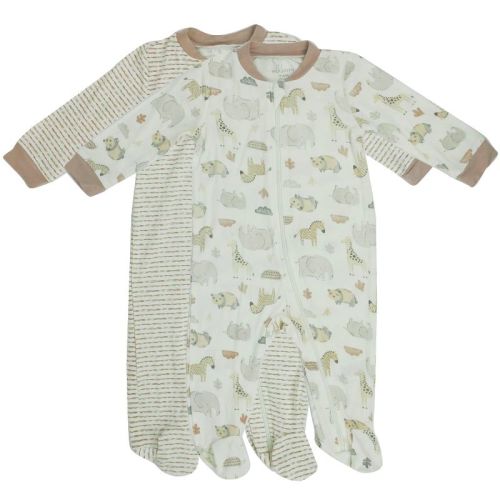 Milkberry Soft Rayon of Bamboo Pajamas Full Body Sleepwear for Infants Baby Boys Safari Beige Size 0-3 Months