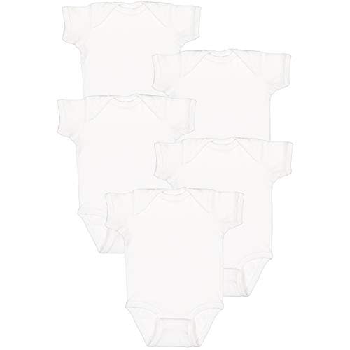 RABBIT SKINS Baby Bodysuit Girl & Boy | Newborn 0-3 Months to 24 Months 5-Pack Bulk Set, Snap Easy Closure
