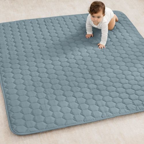 Premium Play Mat - Soft and Comfortable Kids & Toddler Play Mat with Non-Slip Bottom By Comfy Cubs - Pacific Blue, Round 36"