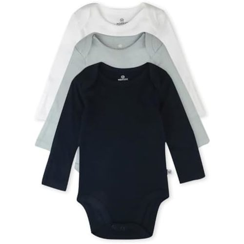 HonestBaby Baby 3-Pack Long Sleeve Bodysuits One-piece Organic Cotton for Infants