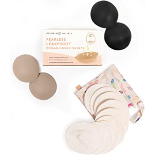 Kindred Bravely Fearless Leakproof Breast Pad 4-Pack & Organic Washable Breast Pads 10-Pack Bundle