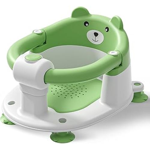 Baby Bath Seat for Babies 6 Months & Up, Toddler Bath Seats for Babies Sitting Up, Non-Slip Infant Bath Tub Chair with Suction Cups & Soft Cushion for Shower, Compact Toddler Bathtub Seat, Green