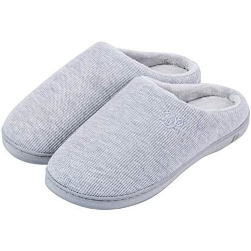 DL Womens Memory Foam Slippers, Cozy Slip on House Slippers for Women Indoor Outdoor, Comfy Women's Bedroom Slippers Warm Soft Flannel Lining Home Slippers Size 5-12 Purple Blue Pink Grey Navy Black