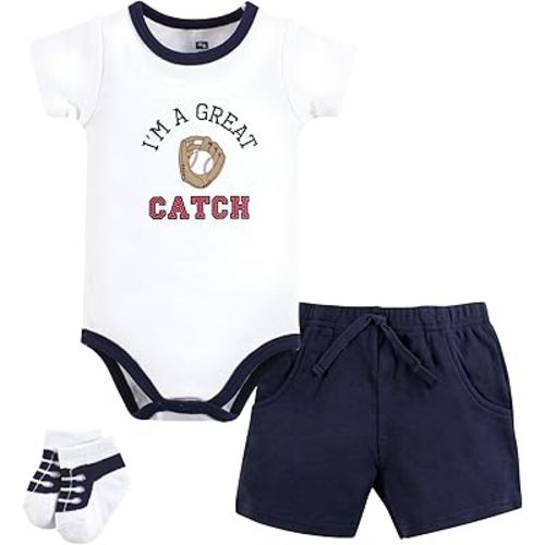 Hudson Baby Unisex baby Bodysuit short and sock