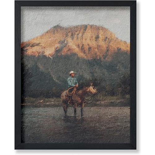 Poster Master Vintage Cowboy Poster - Retro Landscape Print - Wild West Art - Western Art - Horse Riding Art - Gift for Men & Women - Rustic Decor for Bedroom or Farmhouse - 8x10 UNFRAMED Wall Art