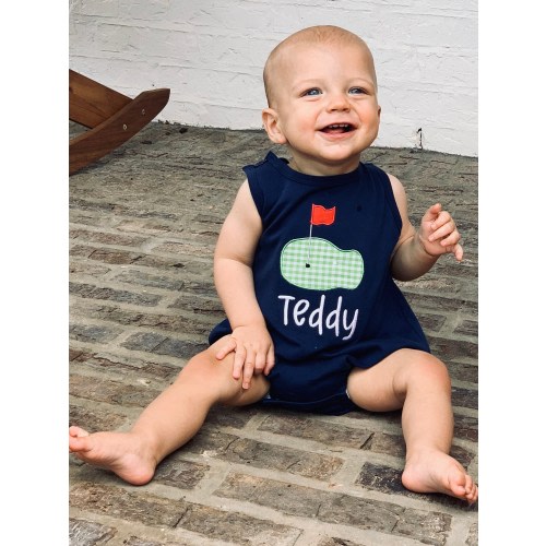 Personalized Golf Baby Toddler Bubble Romper or Jon Jon