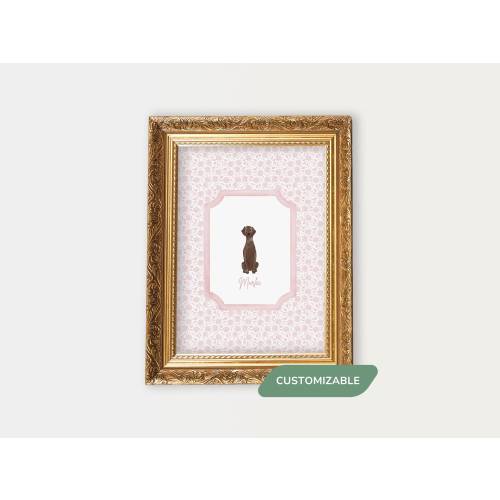 German Shorthaired Pointer Print Gifts, Personalized Preppy Dog Poster for Dog Mom, Custom Pet Portrait for Nursery Wall Art, GSP Owner Gift
